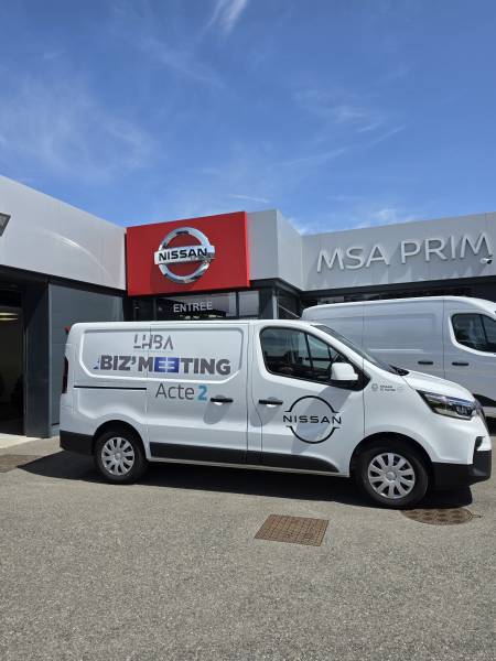 Marquage publicitaire d'un Nissan Primastar pour le Biz'Meeting du LHBA au Havre